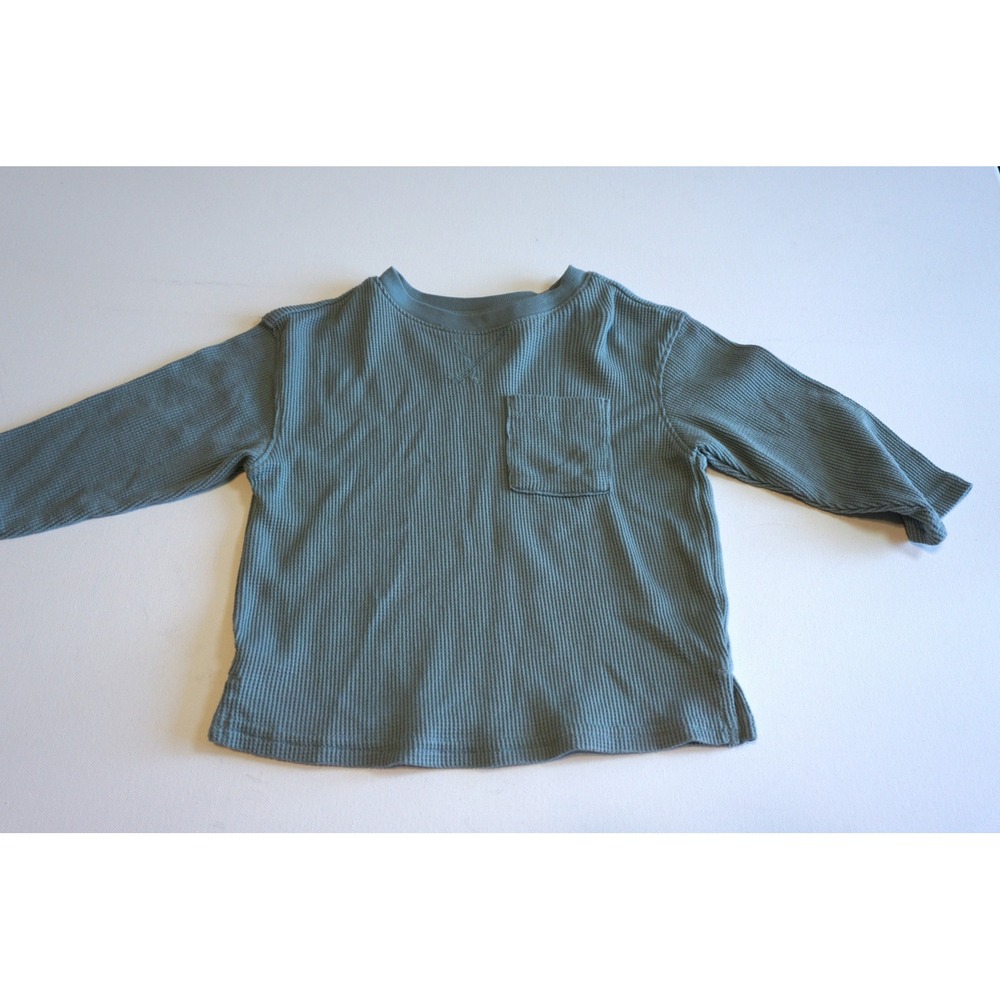 Cat & Jack Toddler Boys Waffle Knit Thermal Long Sleeve Pocket Tee Blue 2T